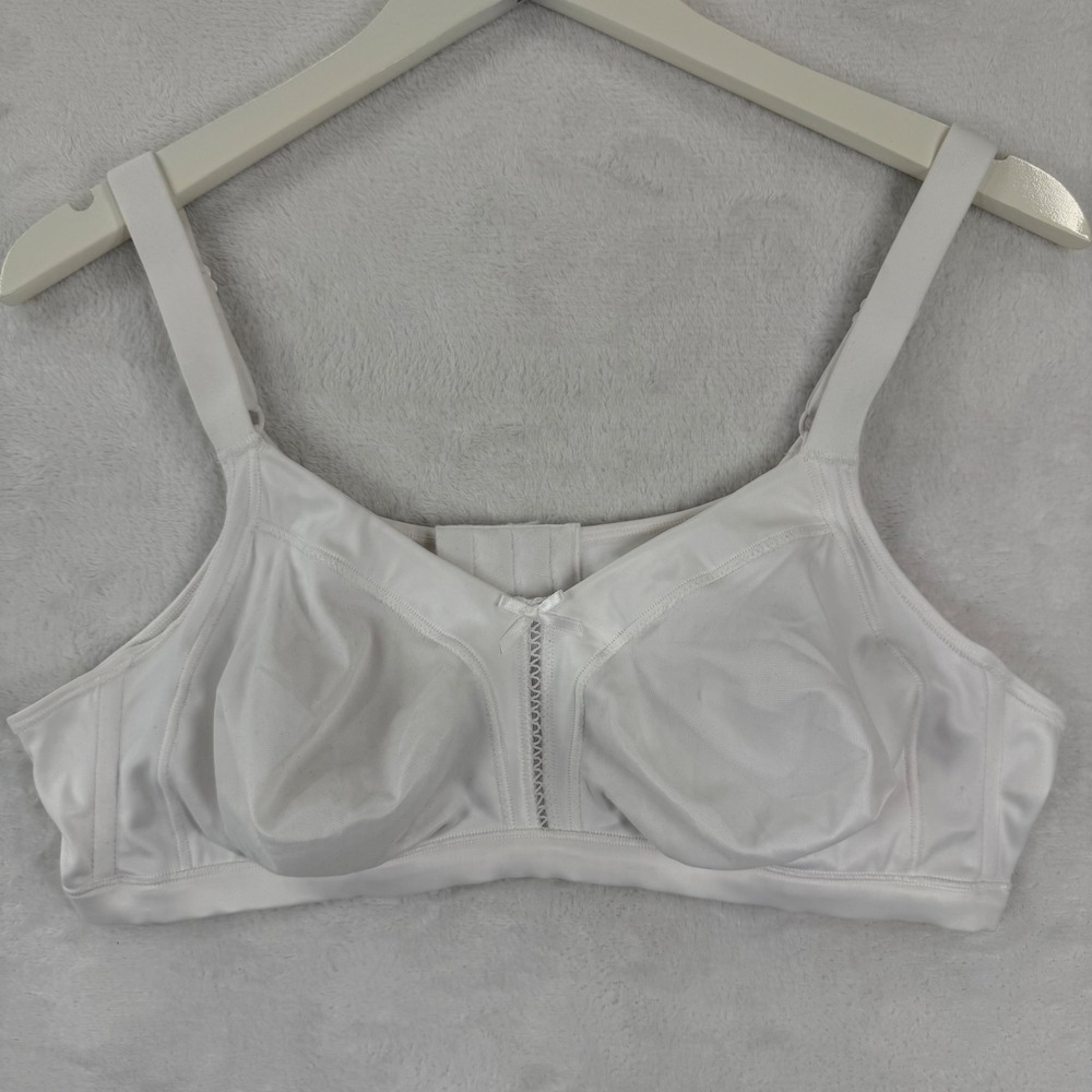 Bali 0044 Double Support Wireless Bra White 42B Bow Detail‎ Full Coverage